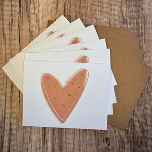 Greeting Cards Blank Notes Thank You Cards Pink Hearts 6 w/Envelopes NEW!